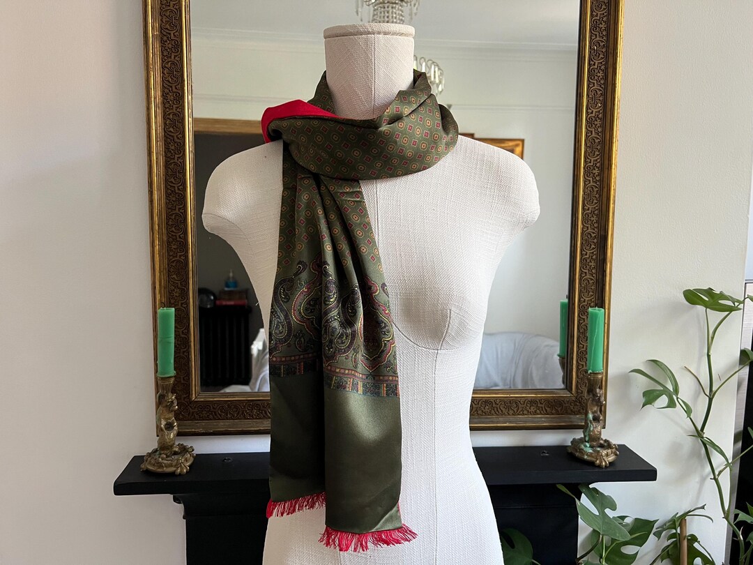 Tootal Vintage Parka Green Pin Dot 100% Silk Scarf … | eBay