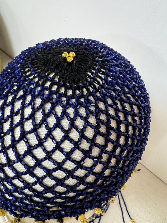 Vintage Beaded Headdress Egyptian Beads Skull Cap - Etsy display picture 3