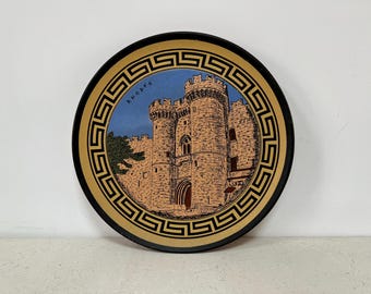 Vintage Handmade Greek Ceramic Plate: Rhodes Palace Wall Decor
