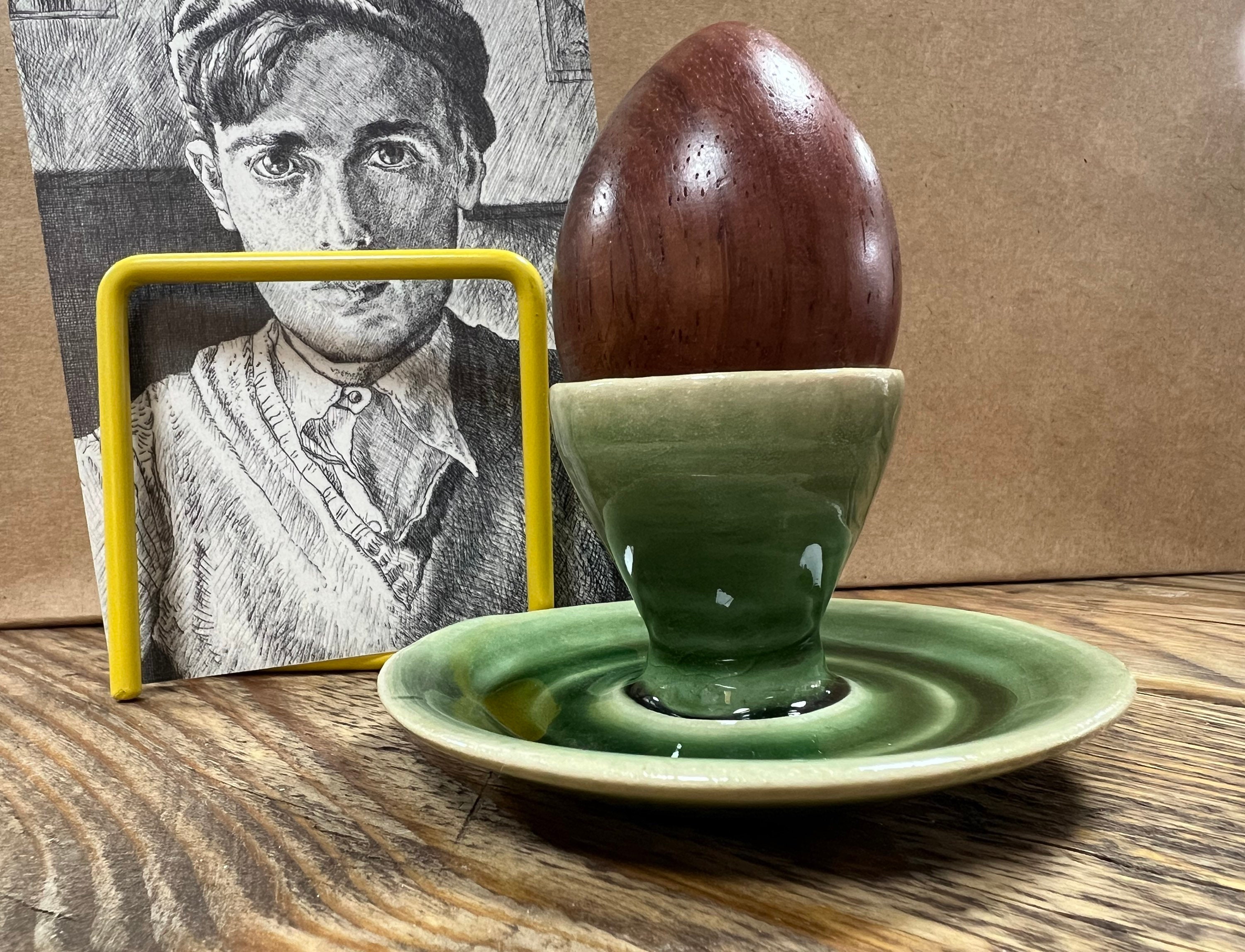 Ceramic Egg Cup With or Without Attached Plate Modern Beige 