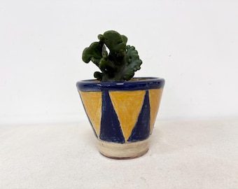 Vintage Hand-Made Eclectic Style Plant Pot, Small Pottety Planter