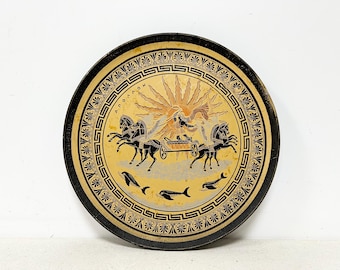 Vintage Greek Ceramic Wall Plate, Mythology Scene