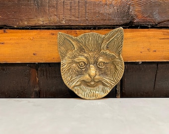 Vintage Cast Brass Cat Trinket Dish