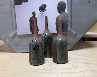 Rare David Cruz Studio Pottery Weedpot Vase Vessel Puerto Rico, Set of Mini Vases