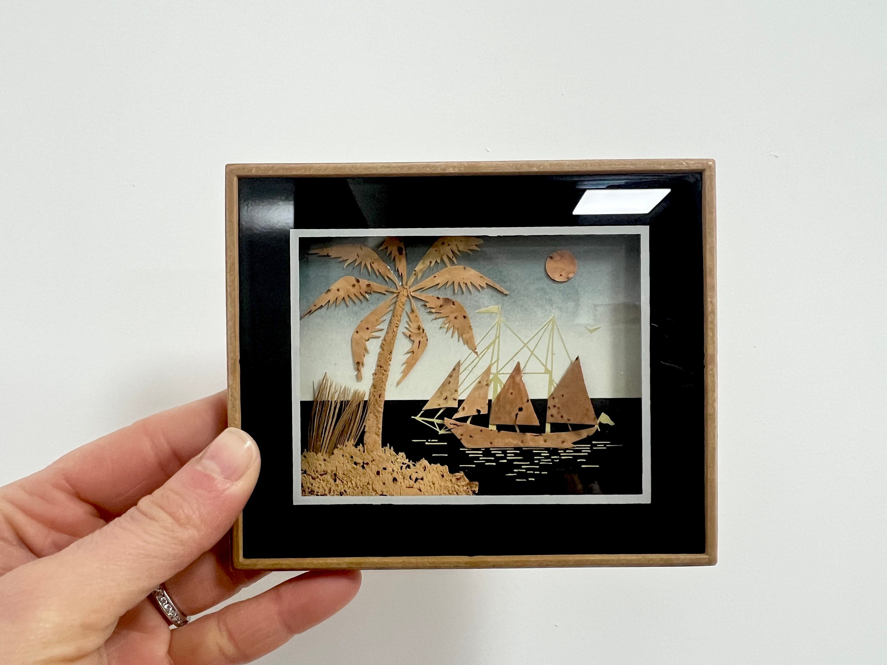 壁掛け ペア セイルボート ヨット ウォールデコ　60年代 ミッドセンチュリー 3695【希少絶品】壁掛け ペア ウォールデコ セイルボート ヨット