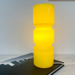 Retro Funky Habitat Fitz  Yellow Glass Table Lamp Habitat, Vintage Habitat Lamp