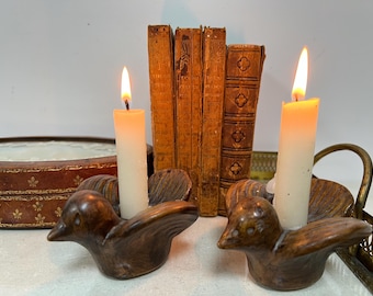 Vintage Danish Pottery Bird Candle Holders by Emil Ruge