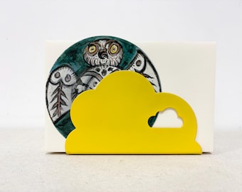 Vintage IKEA Metal Yellow Cloud, IKEA Napkin Holder Storage, Office Desk Organizer, Letter Holder