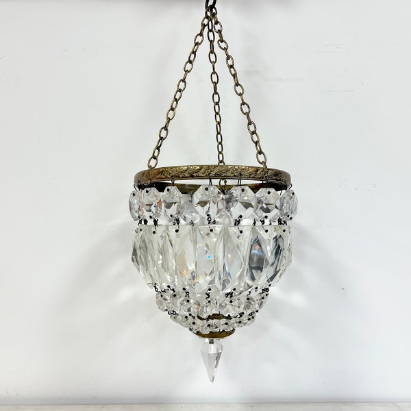 Vintage Antique Crystal Pendant Smsll Chandelier