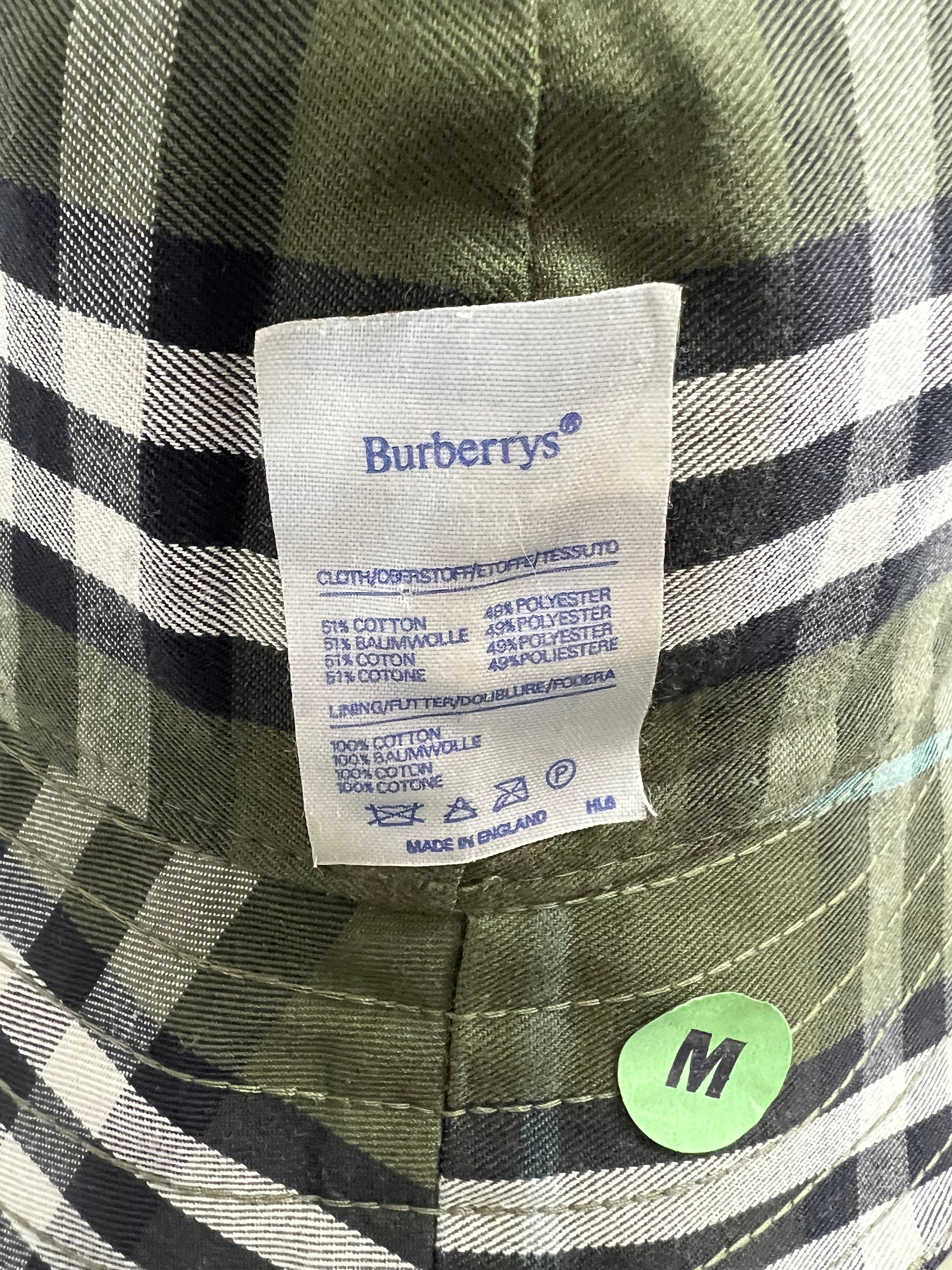 Vintage Burberry Nova Check 2 Side Reversible Bucket Hat 