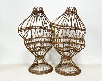 Vintage Wicker Cane Mannequin Bust Body Mid Century Boho