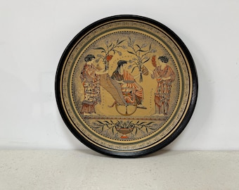 Vintage Handmade Greek Ceramic Wall Plate: Goddess Diameter Decor
