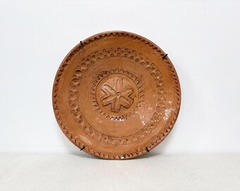 Vintage Hand-Made Terracotta Wall Plate, Fruit Bowl, Large Wall Plate