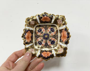 Vintage Royal Crown Derby Small Dish, Old Imari Pattern Mini Trinket Plate