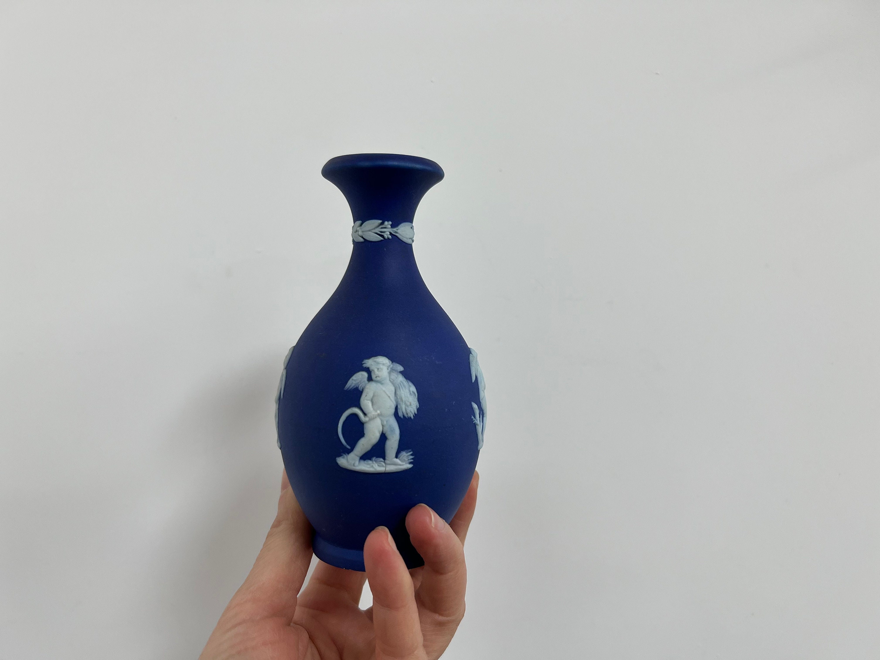 ヴィンテージ ウェッジウッド コバルトブルー ジャスパーウェア 花瓶