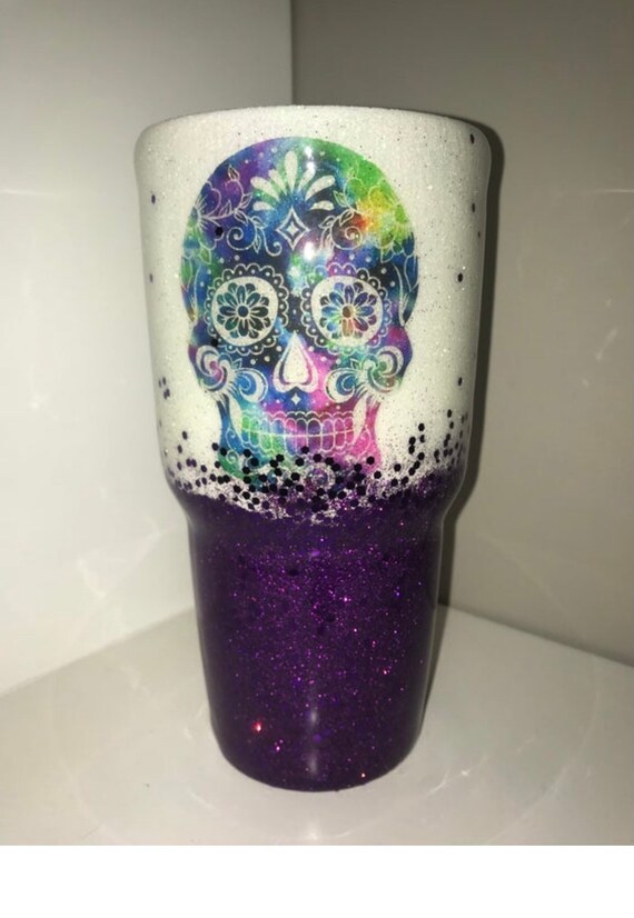 Sugar skull tumbler Etsy