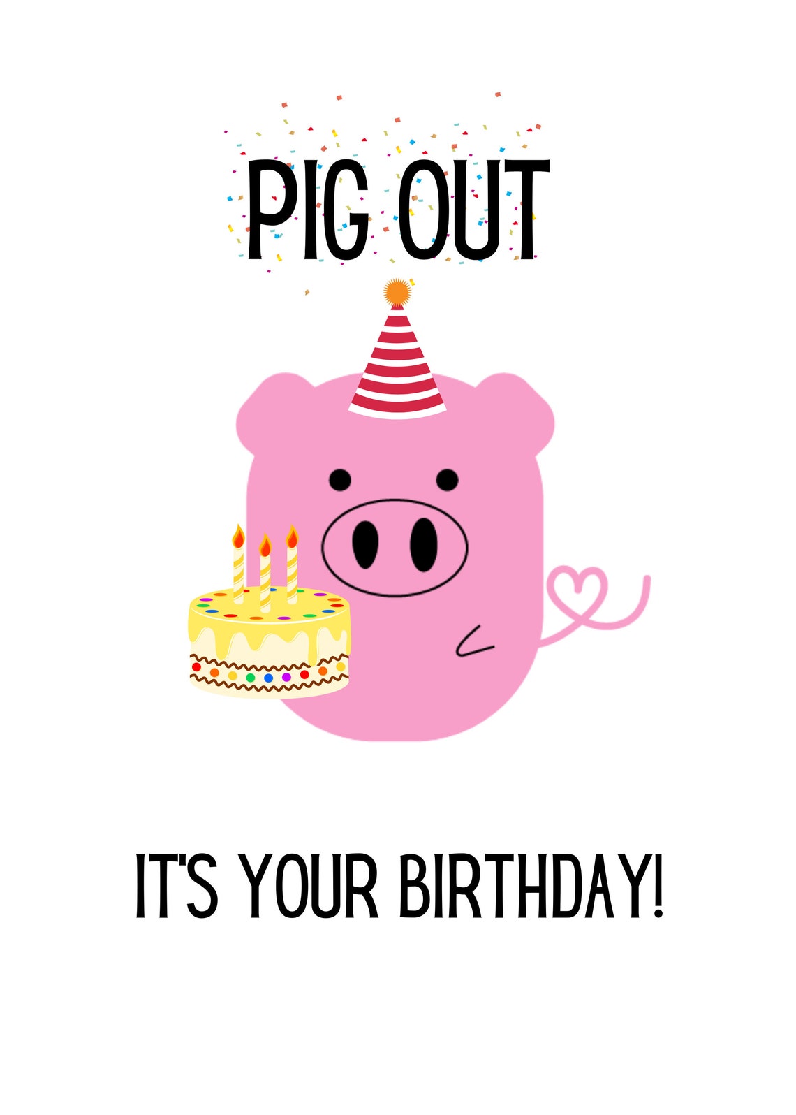 Pig birthday card Instant Digital Download Print Printable Etsy France