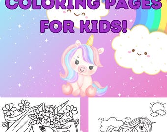 Rainbow and Unicorn Coloring Pages | Printable Coloring Pages | Rainbow Coloring for Toddlers | Unicorn Coloring Pages for Toddlers | Print