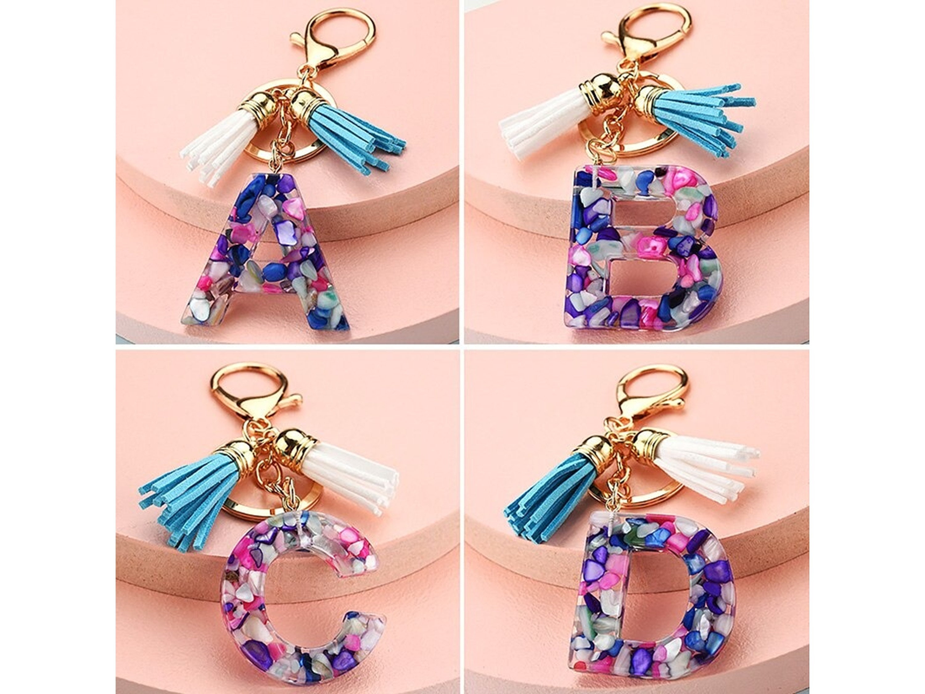 Alphabet Resin Keychain Acrylic Keychain Letters Key Chain Etsy
