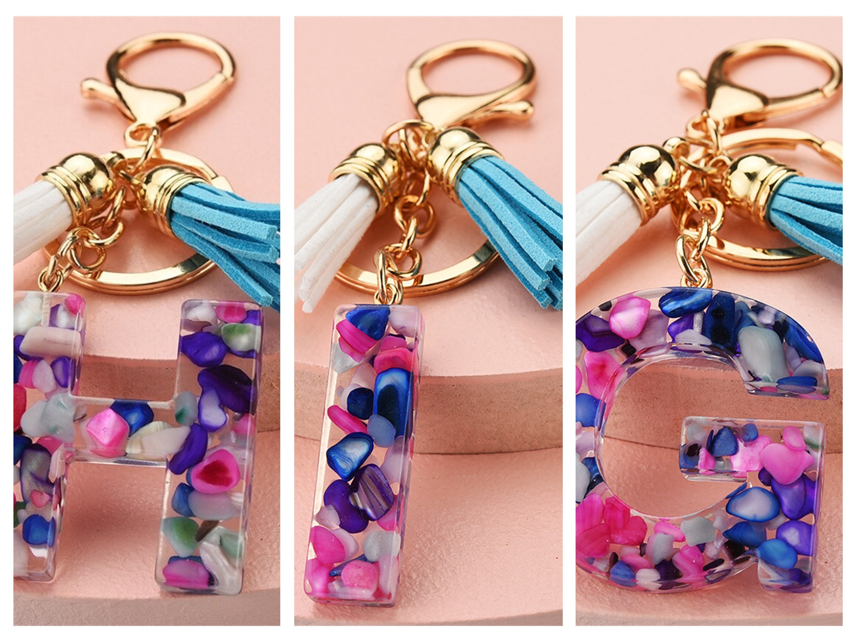 Alphabet Resin Keychain Acrylic Keychain Letters Key Chain Etsy
