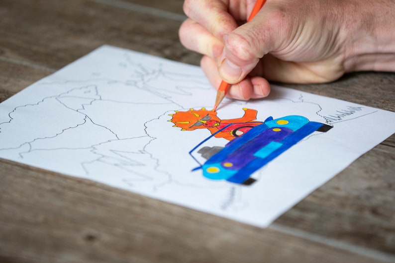 Dinosaur Driving A Sports Car Coloring Page, Kids Coloring Page