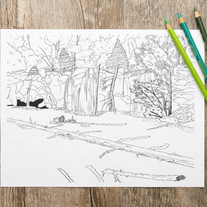 Cobblestone River Printable Adult Coloring Page Adult Etsy