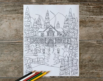 Christmas House Coloring Page, Christmas Coloring Page, Winter Coloring Page, Instant Download, Christmas Coloring Pages, Coloring Pages