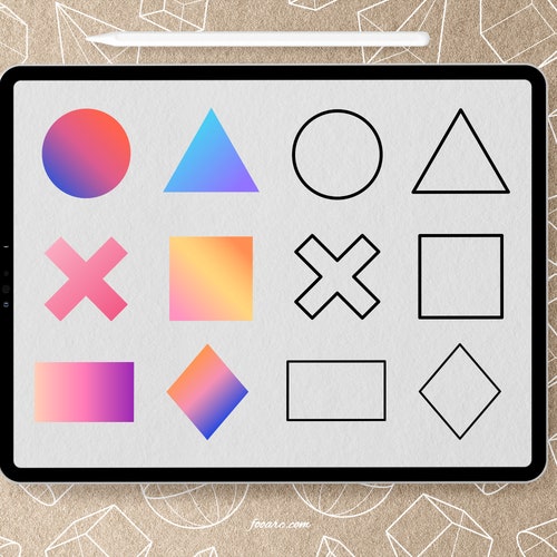 150 Procreate Brushes Geometric Shapes Bundle Basic 3D Etsy