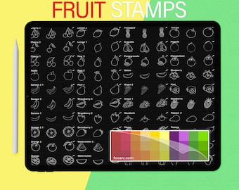 Fruit Stamps Procreate Brushes: 40 Brush Set + Color Palettes