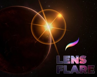 50+ Lens Flare Procreate Brushes, Procreate Light Effects, Color Palettes