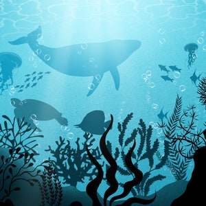 Underwater Procreate Brushes, Procreate Ocean Bundle, Ocean Animals