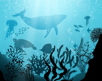 80 Ocean Procreate Brushes: Underwater Animals, Seaweed, Bubbles