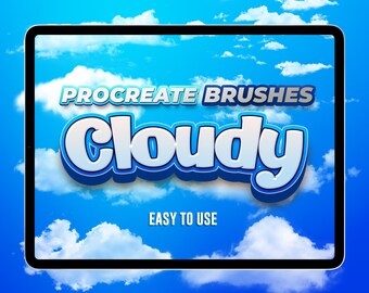 Cloud Procreate Brushes, Realistic Cloudy, Digital Brush Set