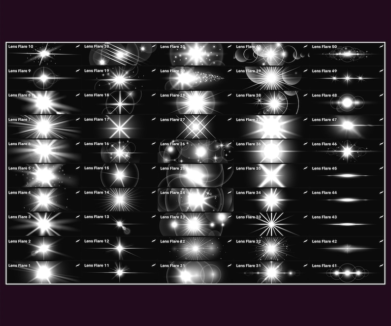 50 Lens Flare Procreate Brushes Procreate Light Effects Etsy