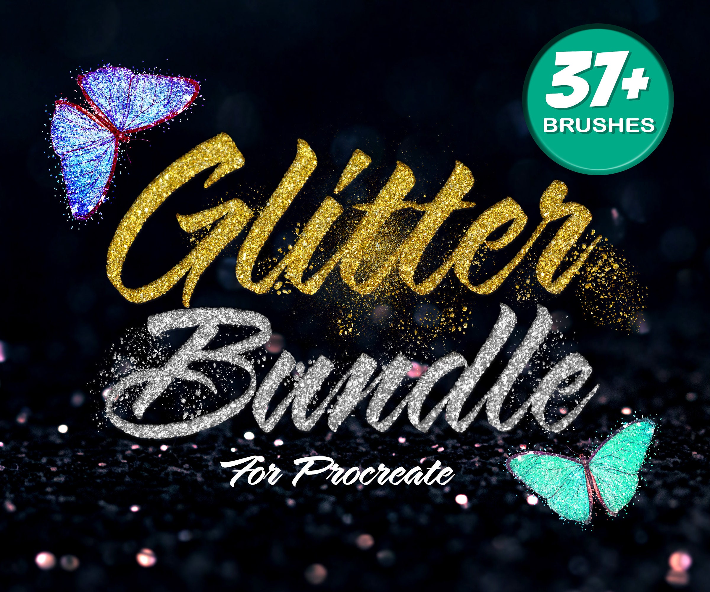Pack de pinceles con brillo para Procreate – 37+ pinceles Sparkle, Shimmer y metálicos (descarga digital)