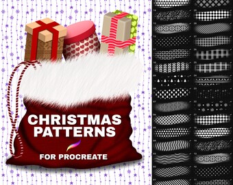 Pincéis de padrão sem emendas para Procreate, padrão de Natal, download digital