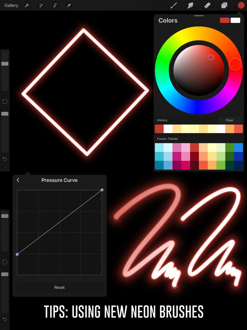 Neon Lights Procreate Brushes Light Brushes Procreate Neon Etsy