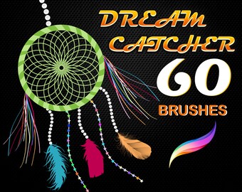 60 Dream Catcher, Procreate Brushes, Procreate Stamps, Color Palette
