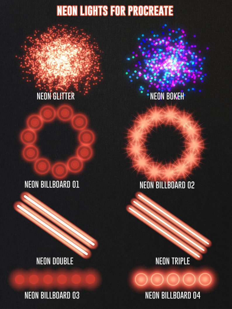 Neon Procreate Brushes | Glow Effect Brush Set | Light Brushes ...