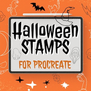 Halloween Procreate-stempels: 160+ spookachtige penseelontwerpen (digitale download)