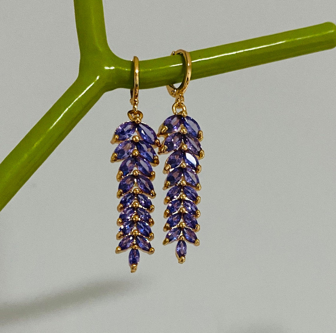 Lilac Purple Gemstone Wisteria earrings amethyst lavender Etsy