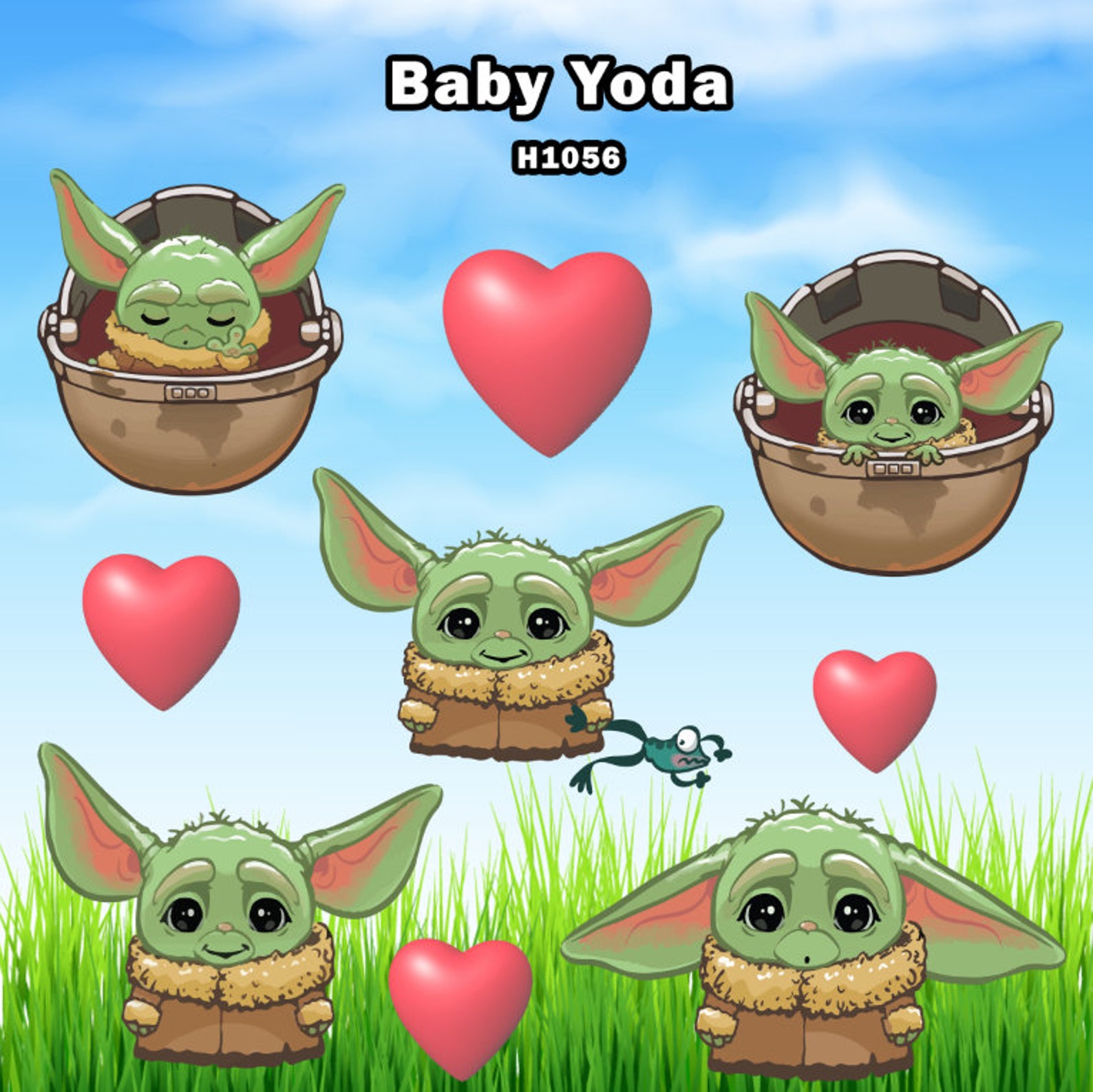 Cute Baby Inspired Yoda Yard Cards Half Sheet H1056 Etsy