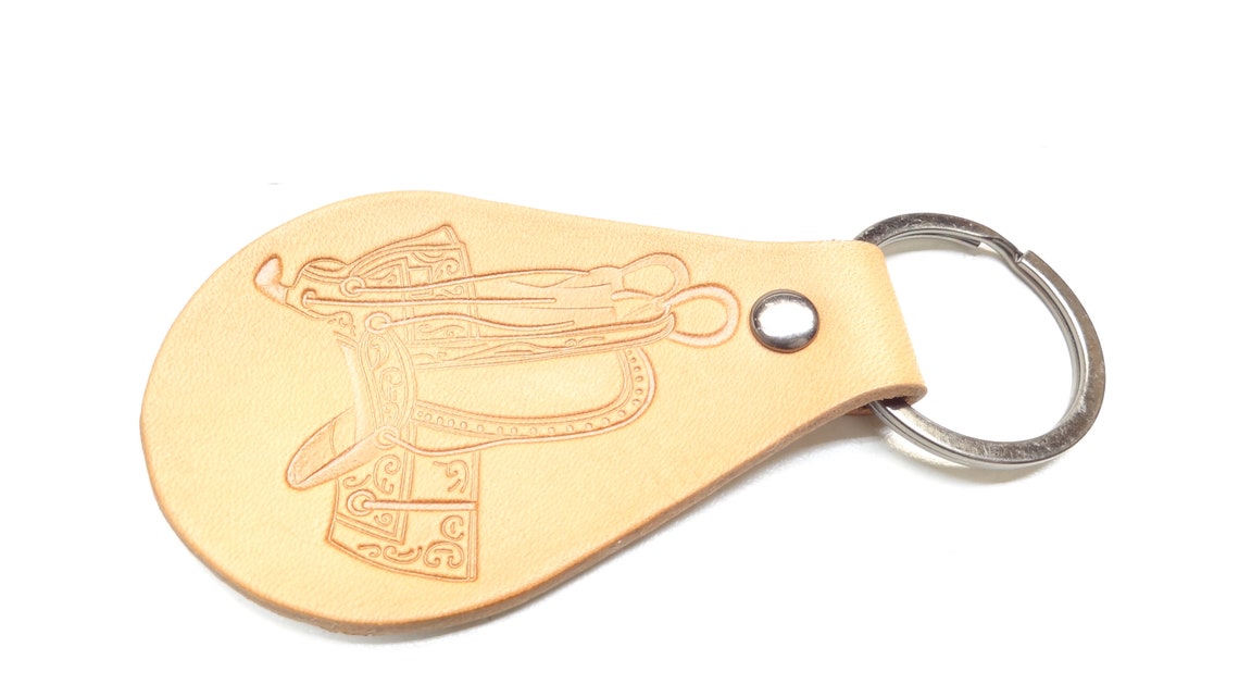 Horse Saddle Leather Keychain Custom Handmade Key Ring Chain FOB Unique