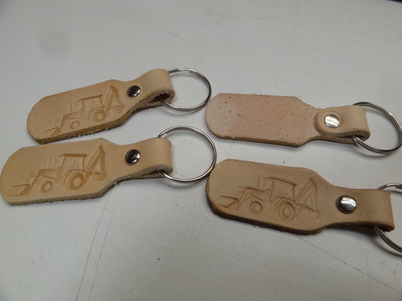 Digger Key Chain Leather Keychain of Backhoe Stamp Custom Handmade Key Ring Chain FOB ...