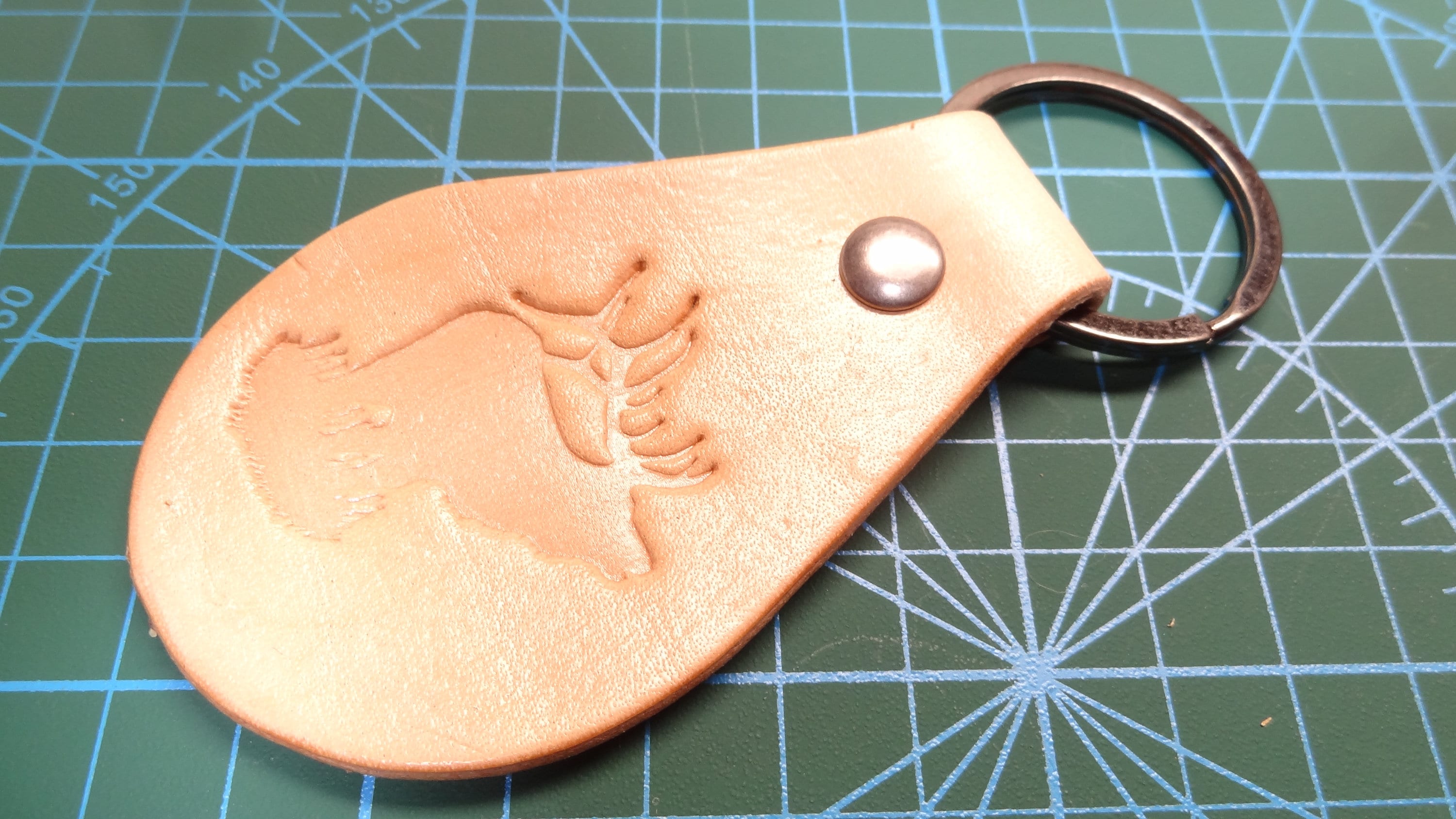 Leather Keychain Wildlife BULL ELK Custom Handmade Key Ring Chain FOB