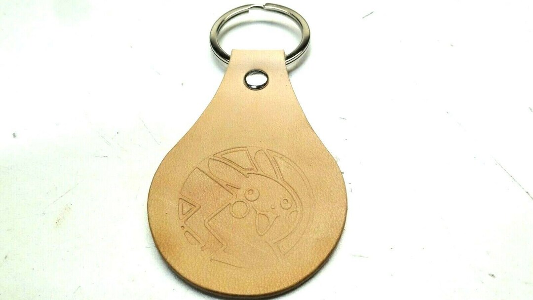 Leather Keychain Pikachu Pokemon Custom Handmade Key Ring Chain FOB ...