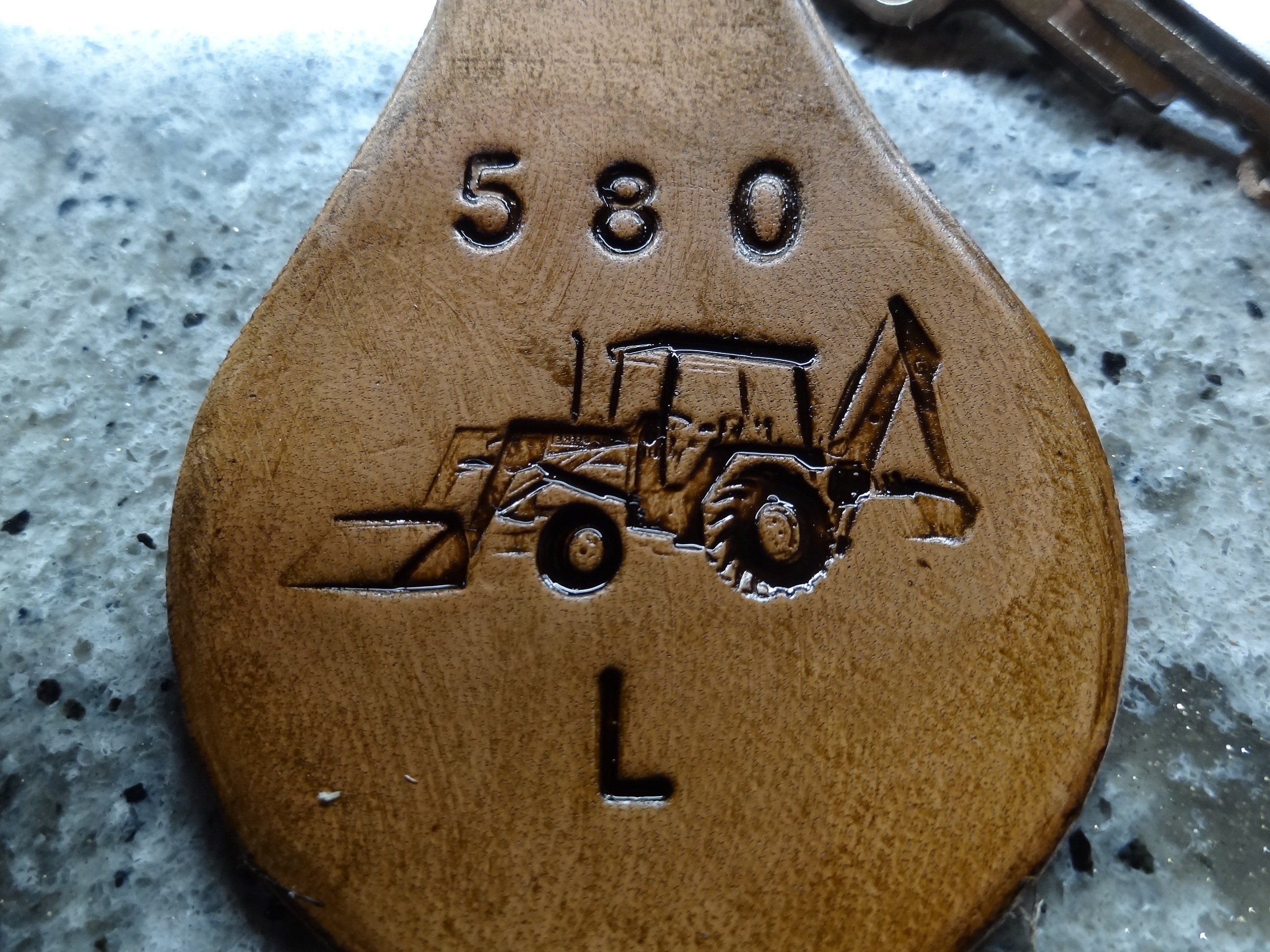 Backhoe Keychain Leather Keychain of Backhoe Stamp Custom Handmade Key Ring Chain FOB ...