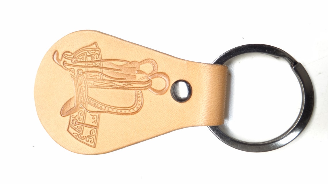 Horse Saddle Leather Keychain Custom Handmade Key Ring Chain FOB Unique