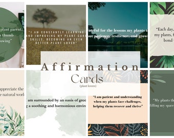 Tarjetas de afirmación, Tarjetas de afirmación de amantes de las plantas, Tarjetas de afirmación de plantas imprimibles, Tarjetas de cuidado personal, Impresiones digitales