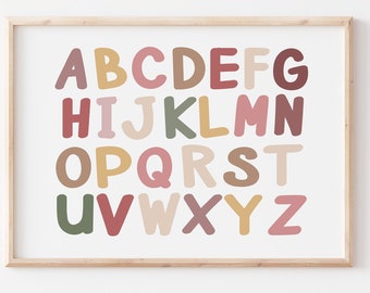 Boho ABC Alphabet Print, Kids Nursery Wall Art (Digital Download)